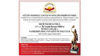 2022 İlk Gençlik Romanı Ödülü'nü  Murat Çağlar Kazandı.